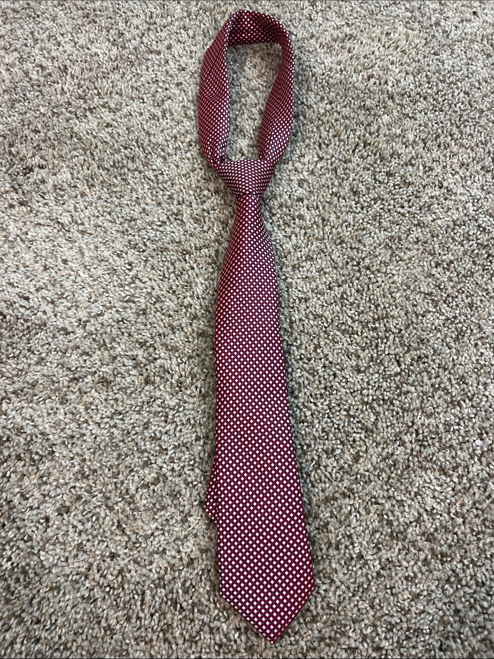 Class Club Boys Red, White and Blue Polka Dot Tie